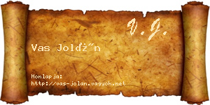 Vas Jolán névjegykártya